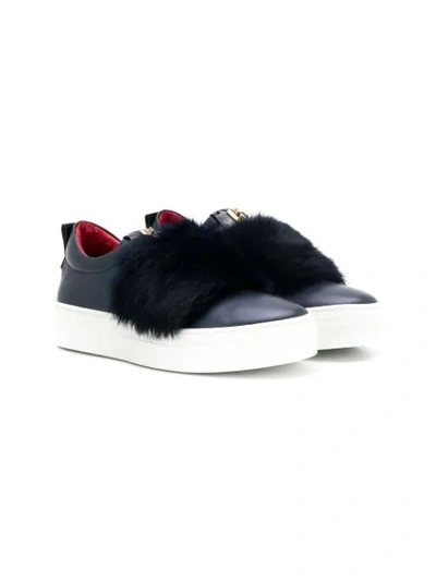 Cesare Paciotti Teen Decorated Slip-on Trainers In Blue