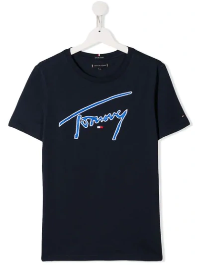 Tommy Hilfiger Junior Teen Signature Logo T-shirt In Blue