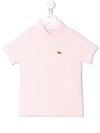 Lacoste Teen Logo Embroidered Polo Shirt In Pink