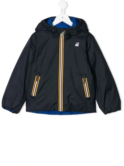 K-way Kids' Contrast Zip-front Reversible Jacket In Blue