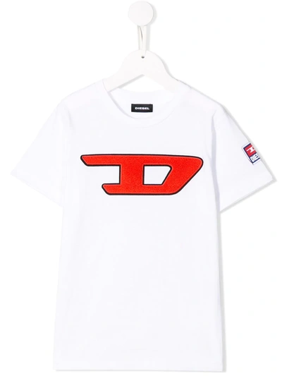 Diesel Teen Logo Patch T-shirt In White