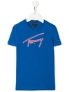 Tommy Hilfiger Junior Kids' Embroidered Logo T-shirt In Blue