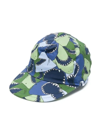 Il Gufo Kids' Shark Print Baseball Cap In Blue