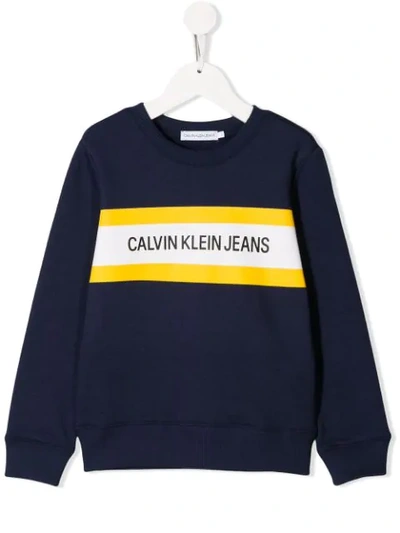 Calvin Klein Teen Logo Print Sweatshirt In Blue