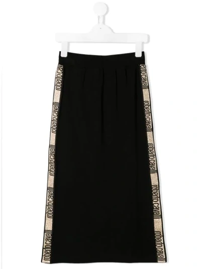 Roberto Cavalli Junior Teen Logo Print Track Skirt In Black