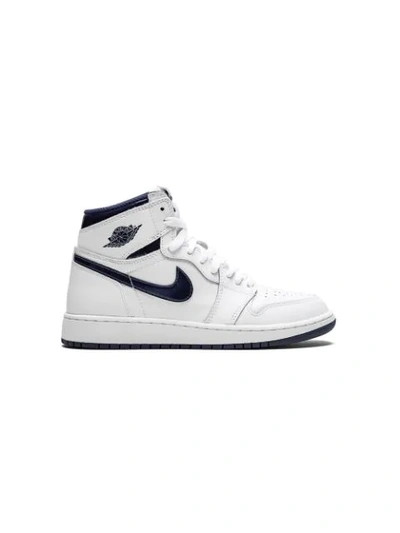 Jordan Kids' Air  1 High Og Sneakers In White/midnight Navy