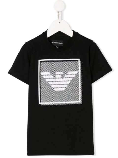 Emporio Armani Kids' Logo Print T-shirt In Black | ModeSens
