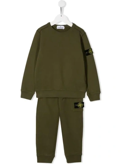 Stone Island Junior Teen Branded Tracksuit In Green