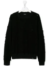 Diesel Teen Destroyed Effect Jumper In Black