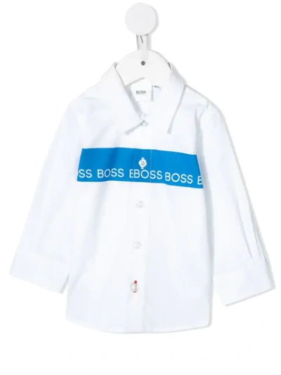 Hugo Boss Babies' Printed Logo Poplin Shirt In White