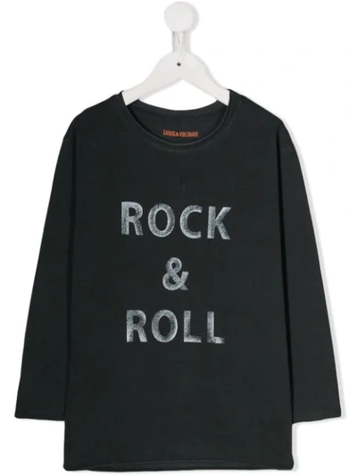 Zadig & Voltaire Kids' Rock & Roll Print T-shirt In Grey