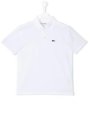 Lacoste Teen Logo Patch Polo Shirt In White