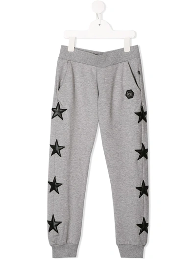 Philipp Plein Junior Kids' Star Patch Track Pants In Grey