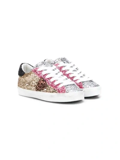 Philippe Model Teen Colour-block Glitter Trainers In Pink