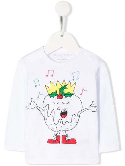 Stella Mccartney Babies' Christmas Pudding Print T-shirt In White