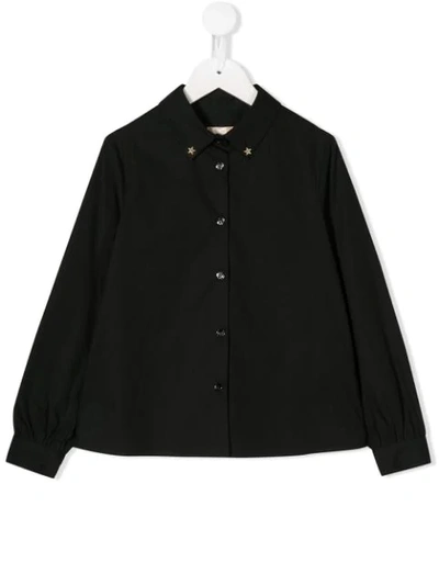 Elisabetta Franchi La Mia Bambina Kids' Star Button-down Shirt In Black