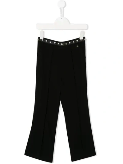 Elisabetta Franchi La Mia Bambina Kids' Pearl Trim Casual Trousers In Black