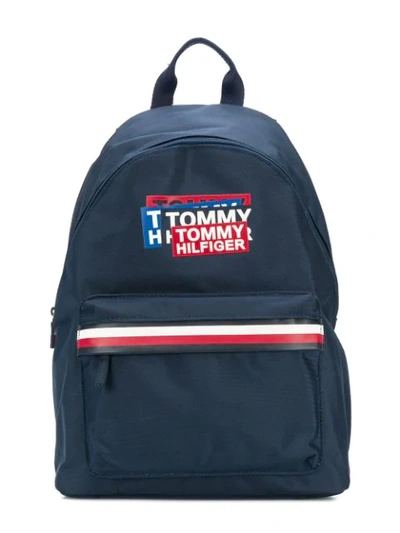 Tommy Hilfiger Junior Kids' Logo Print Backpack In Blue