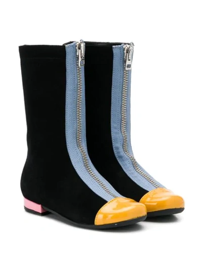 Marni Kids' Panelled Tall Boots In Black