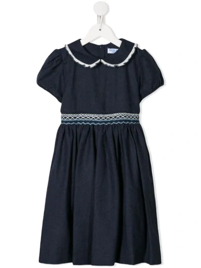 Siola Kids' Embroidered Trim Dress In Blue