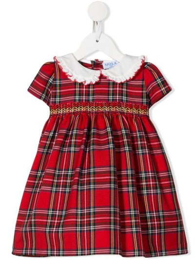 Siola Babies' Tartan Short-sleeve Dress In Red