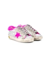 Golden Goose Kids' Superstar Glitter Sneakers In Silver