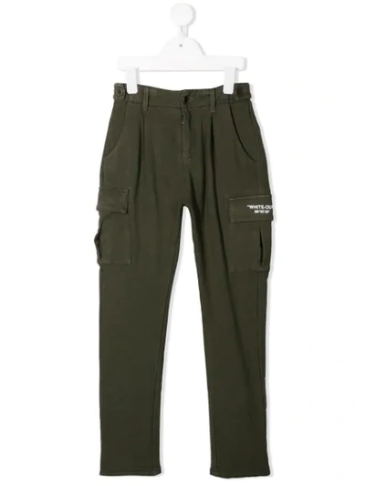 Paolo Pecora Teen Straight Leg Cargo Trousers In Green