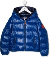 Save The Duck Teen Padded Hooded Jacket In Blue