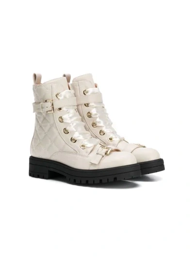 Elisabetta Franchi La Mia Bambina Kids' Diamond Quilted Boots In White