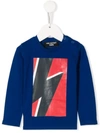 Neil Barrett Babies' Lightning Bolt Sweatshirt In Blue