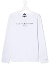 Tommy Hilfiger Junior Kids' Logo Print T-shirt In White