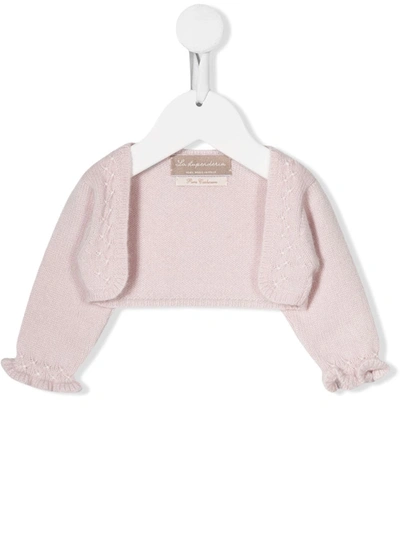 La Stupenderia Babies' Ruffled Cashmere Cardigan In Pink