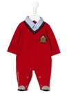 Lapin House Babies' Shirt-panelled Pajamas In Red