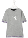 Diadora Junior Kids' Loose-fit Logo-print T-shirt In Grey
