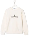 Stone Island Junior Kids' Printed Logo Sweatshirt In White