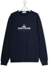 Stone Island Junior Teen Logo Oversized Sweatshirt In Blue