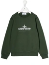 Stone Island Junior Teen Logo Oversized Sweatshirt In Green