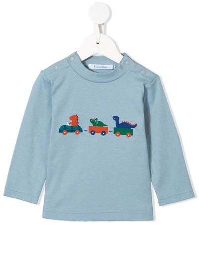 Familiar Babies' Dinosaur Print Crew-neck Sweatshirt In Blue