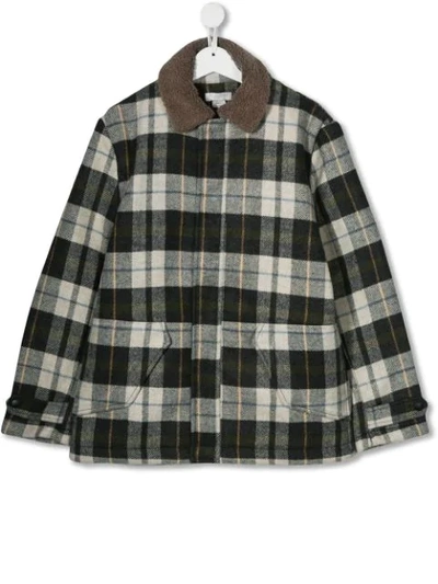 Stella Mccartney Teen Check Coat In Grey