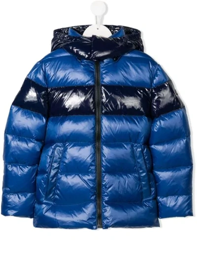 Fay Kids' Contrast Quilted Jacket In Blue