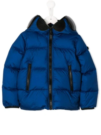 Ai Riders On The Storm Kids' Hooded Puffer Jacket In Blue