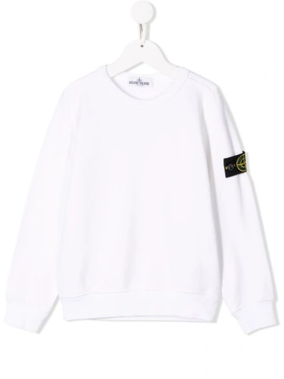 Stone Island Junior Kids' Logo Patch Relaxed-fit Sweatshirt In White