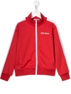 Palm Angels Kids' Logo Printed Zipped Jacket In Red