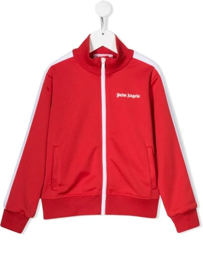 Palm Angels Logo Printed Zipped Jacket In Red