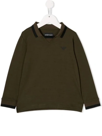 Emporio Armani Kids' Dropped Shoulder Polo Shirt In Green