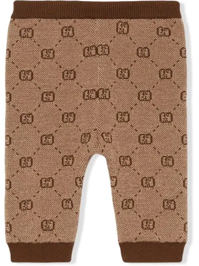 Gucci Babies' Gg Knitted Leggings In Brown