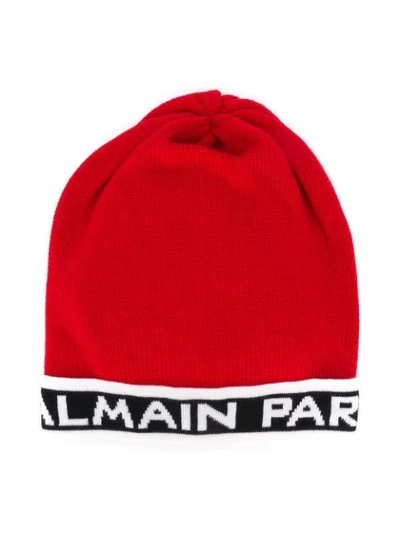 Balmain Kids' Knitted Beanie In Red