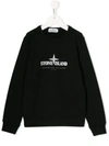 Stone Island Junior Kids' Logo Print Sweatshirt In Black