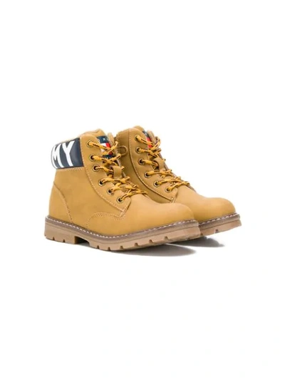 Tommy Hilfiger Junior Kids' Rear Logo Print Boots In Yellow