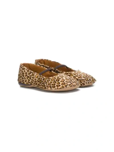 Pèpè Kids' Leopard Print Mary Jane Shoes In Brown